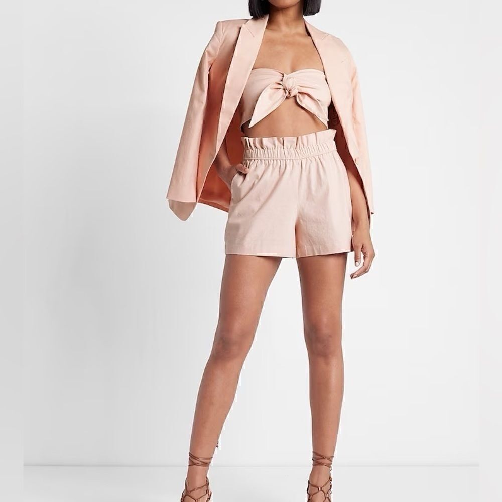 Linen-Blend Tie Front Bandeau Top - nwt - Picture 4 of 4